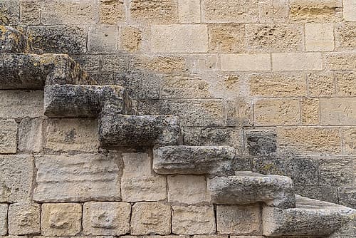 Aigues-Mortes-Gard-Occitania-France Stone steps on the old city wall of Aigues-Mortes Art Print